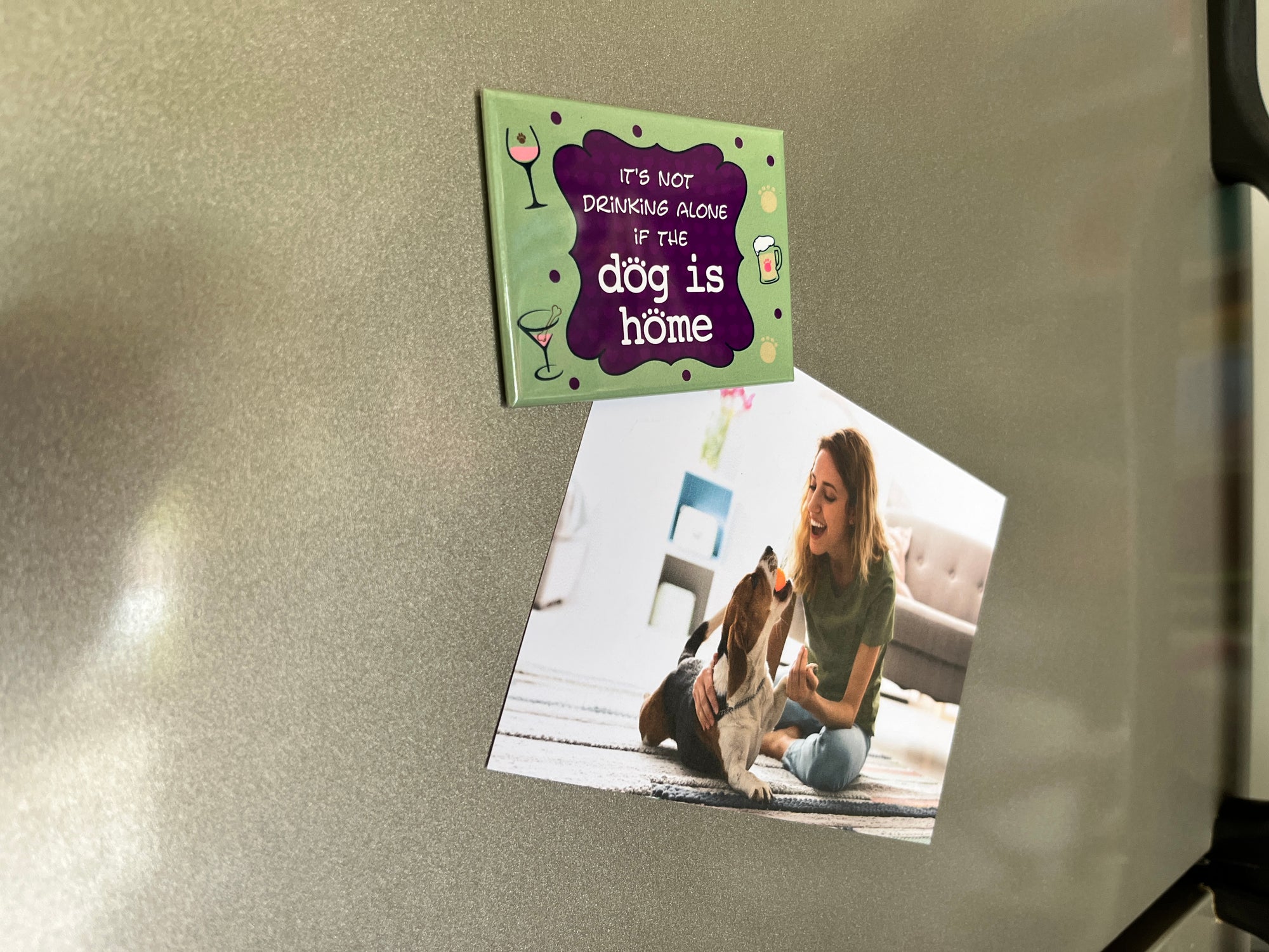 Rectangle Magnet - It's Not Drinking Alone if the Dog is Home