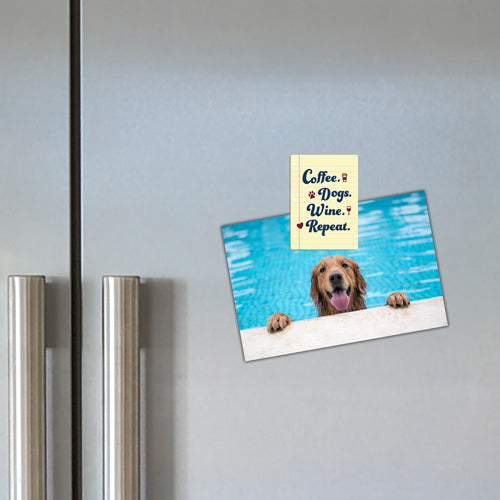 Rectangle Magnet - Coffee. Dogs. Wine. Repeat.