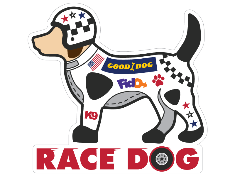 Race Dog 3" Sticker (Decal)