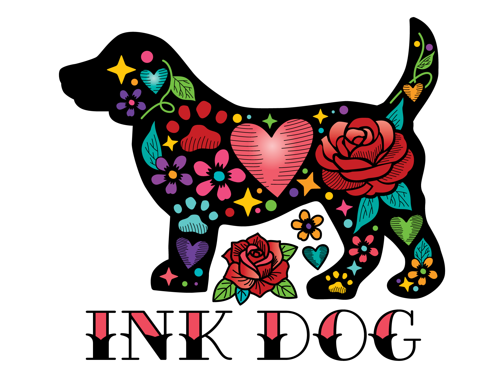 Ink / Tattoo Dog 3" Sticker (Decal)