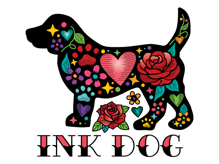 Ink / Tattoo Dog 3" Sticker (Decal)