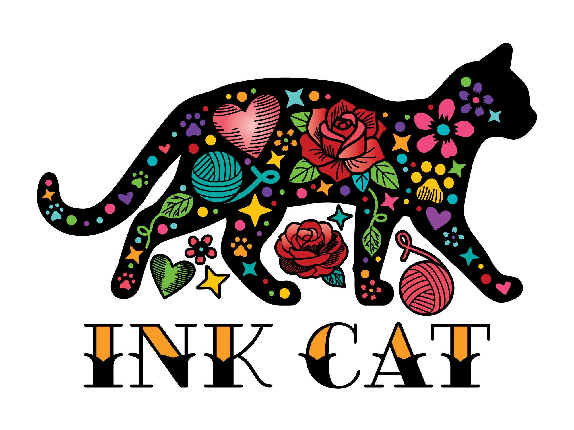 Ink / Tattoo Cat 3" Sticker (Decal)