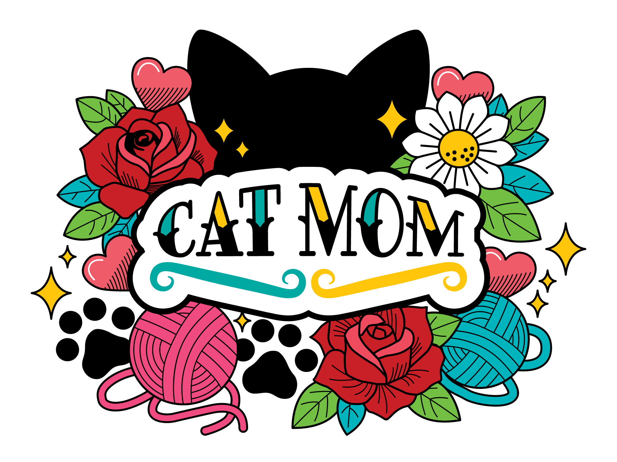 Cat Mom II 3" Sticker (Decal)