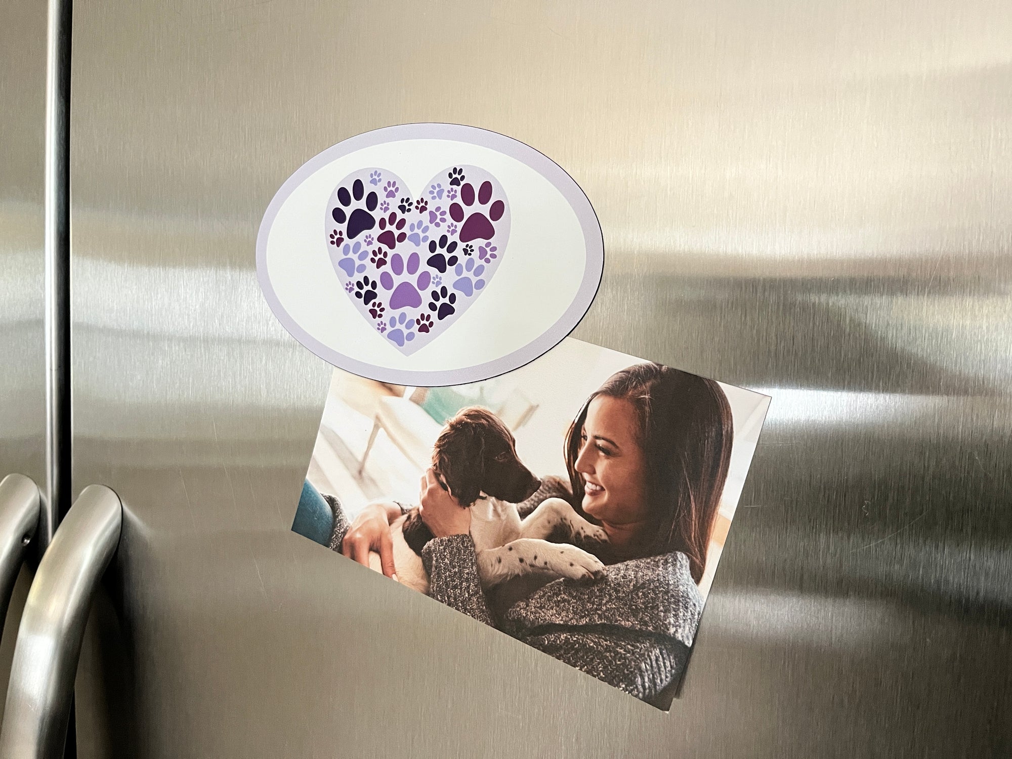 Oval Car Magnet - Heart with Paws