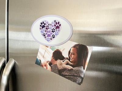 Oval Car Magnet - Heart with Paws