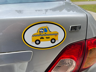 Oval Shaped Magnet - Dog Taxi