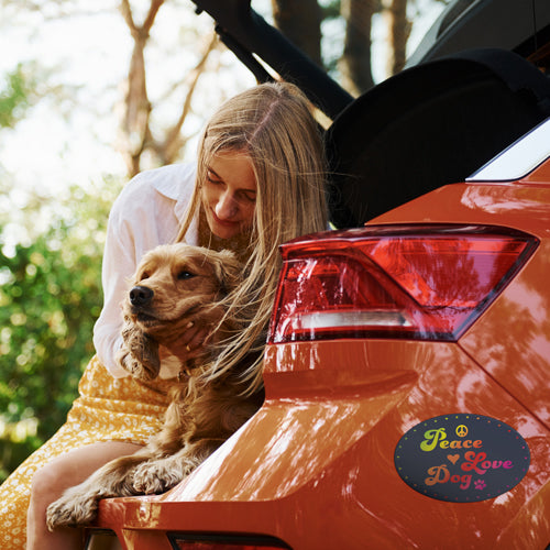 Oval Shaped Magnet - Peace Love Dog
