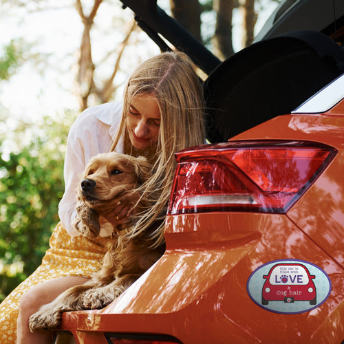 Oval Shaped Magnet - This car is filled with LOVE and dog hair!
