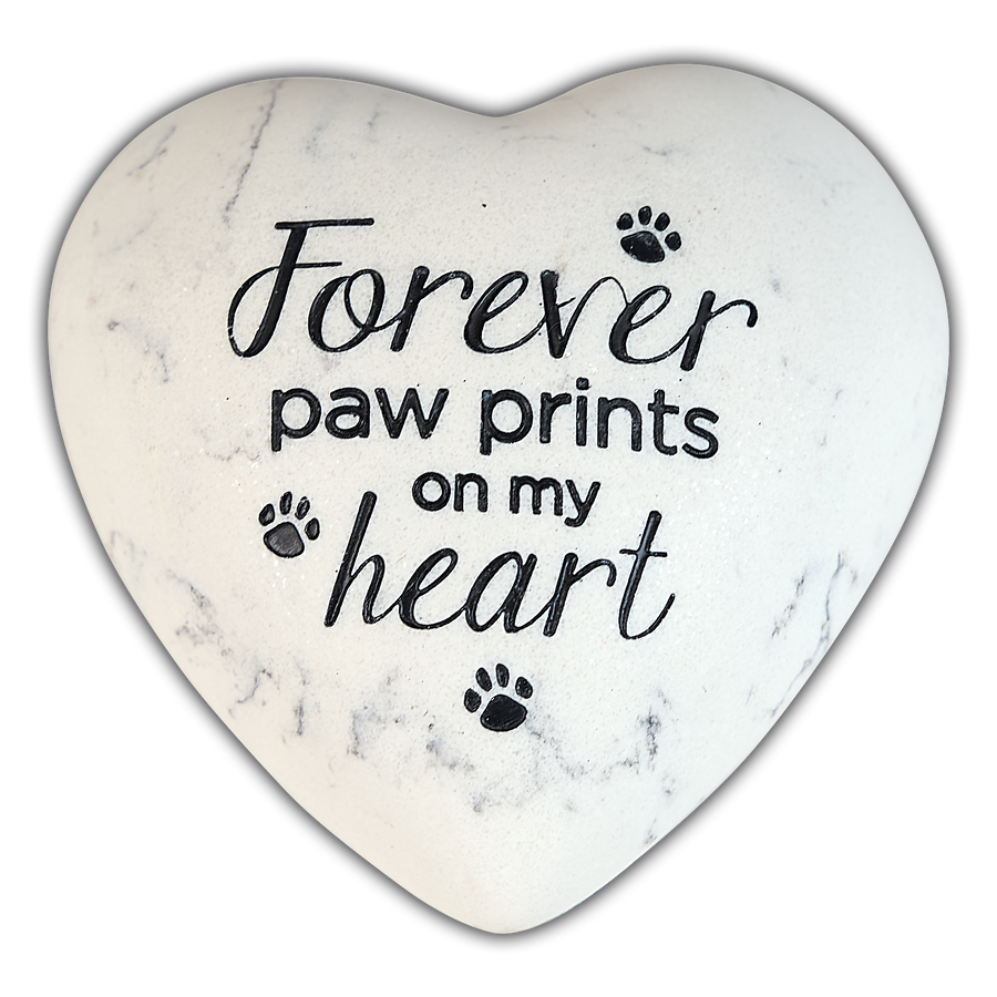 Memorial Heart Stone - Forever Paw Prints On My Heart