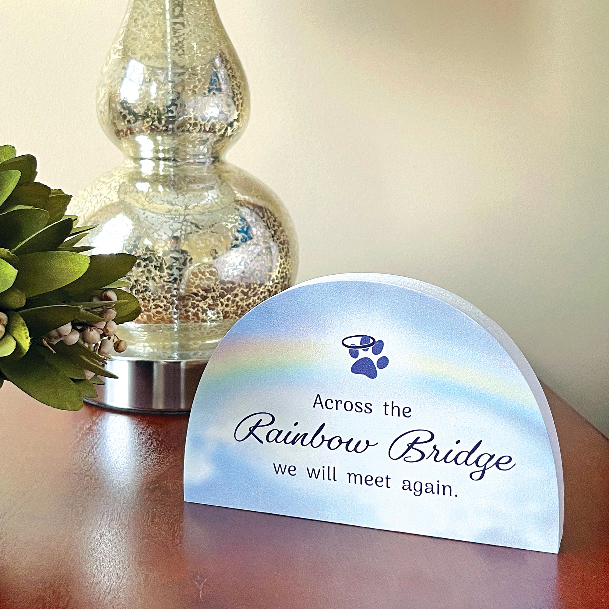 Memorial Keepsake - Rainbow Shape - Across the Rainbow Bridge...