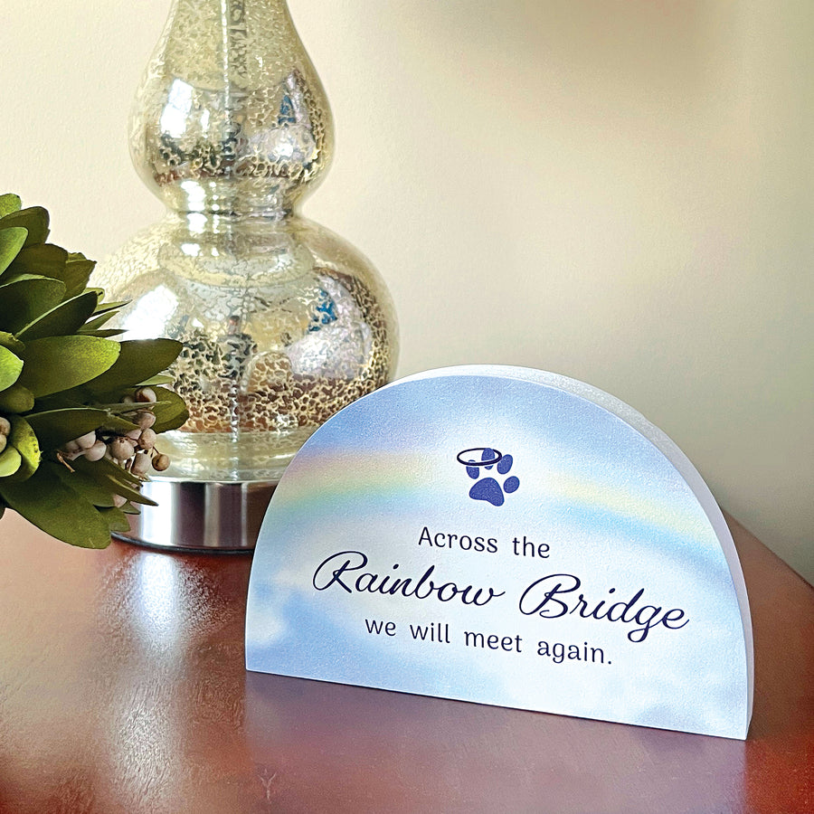 Memorial Keepsake - Rainbow Shape - Across the Rainbow Bridge...