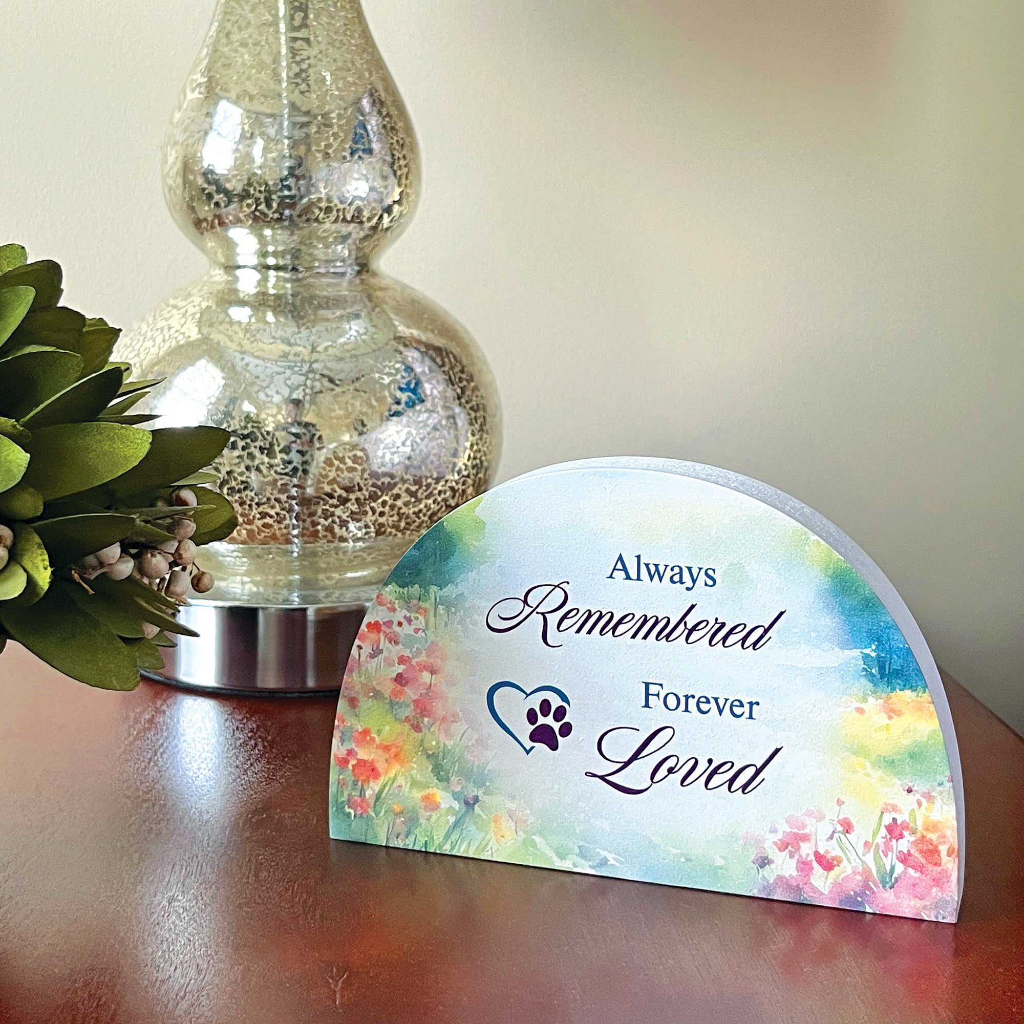 Memorial Keepsake - Rainbow Shape - Always Remembered Forever Loved
