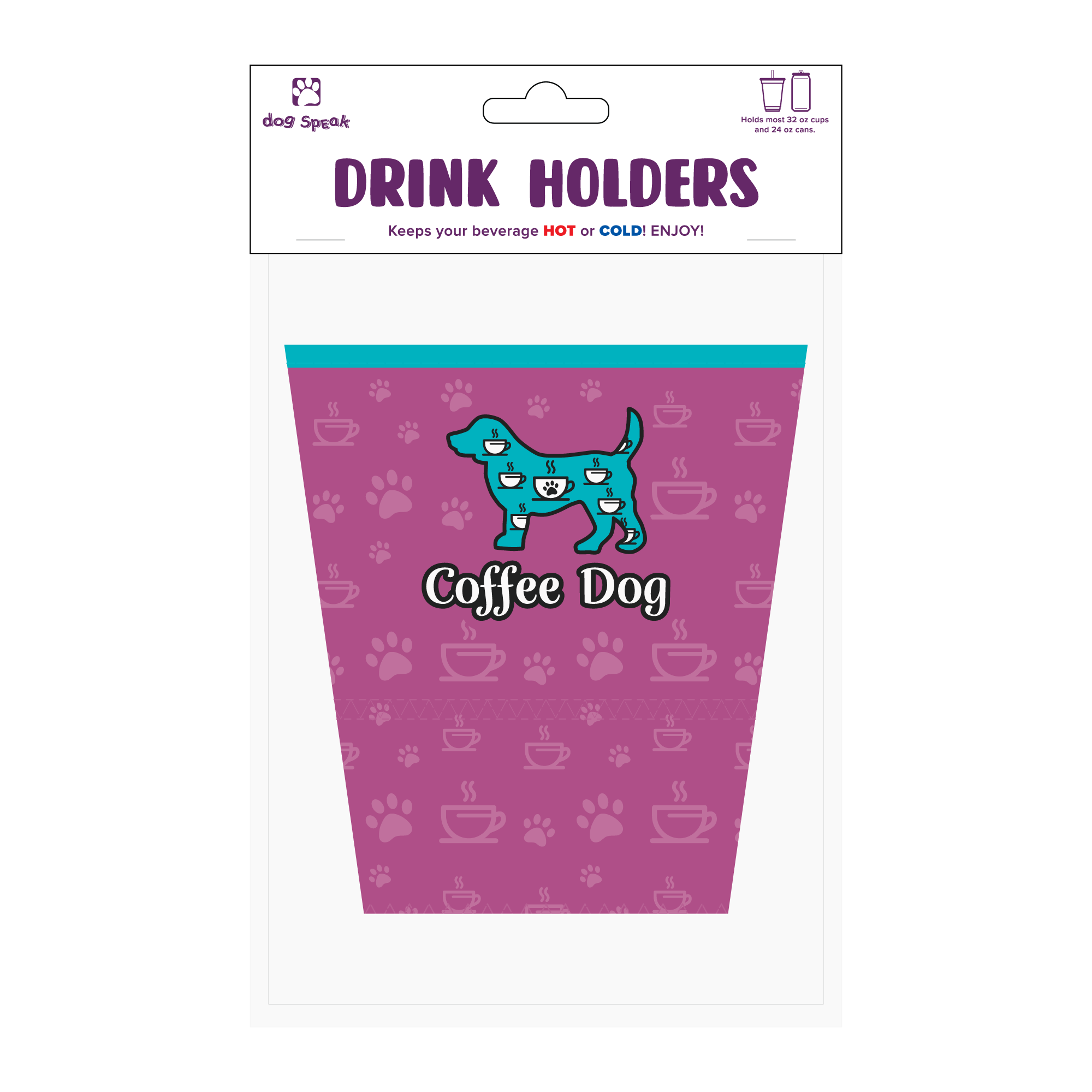 Large Drinkware Holder - Coffee Dog
