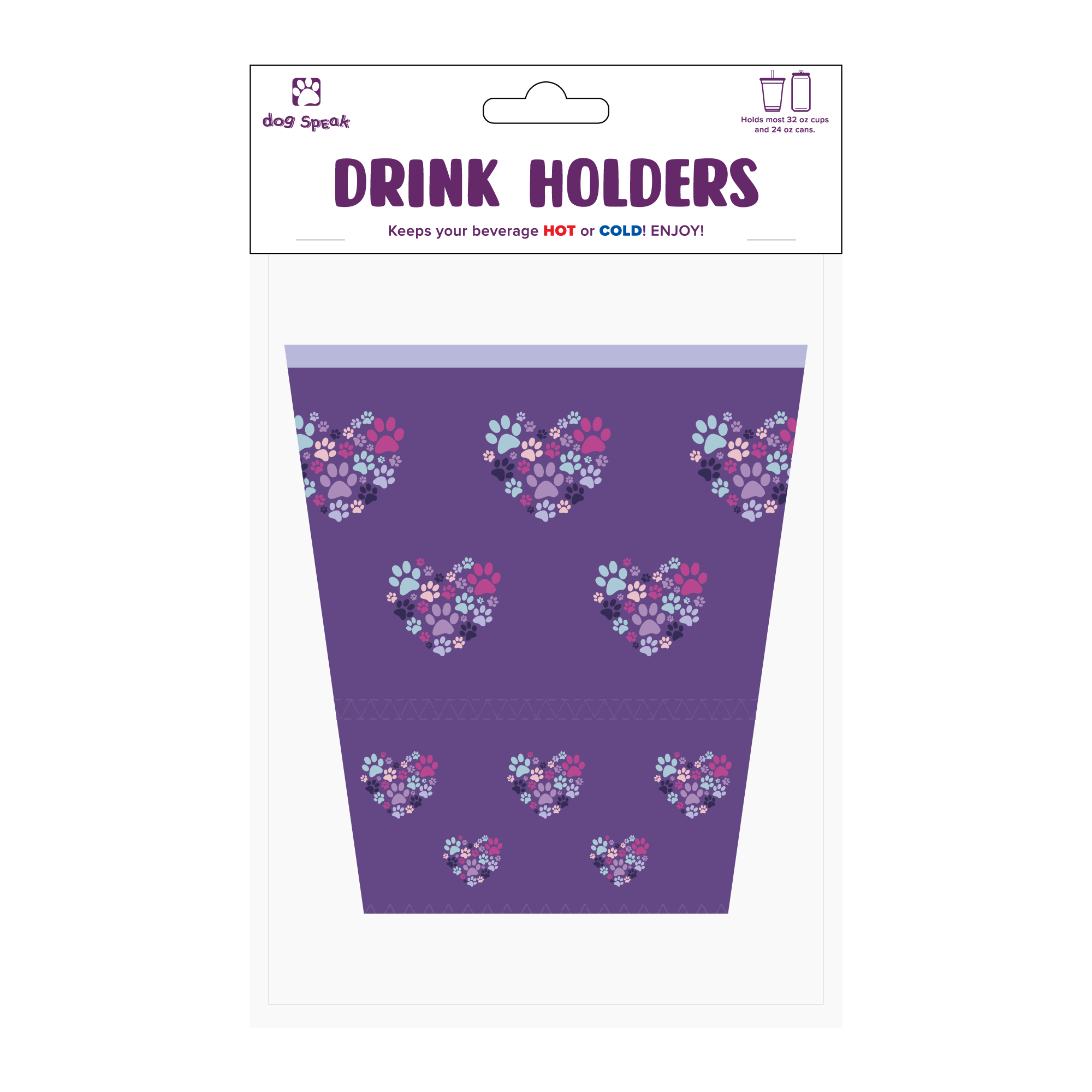 Large Drinkware Holder - Heart With Paws