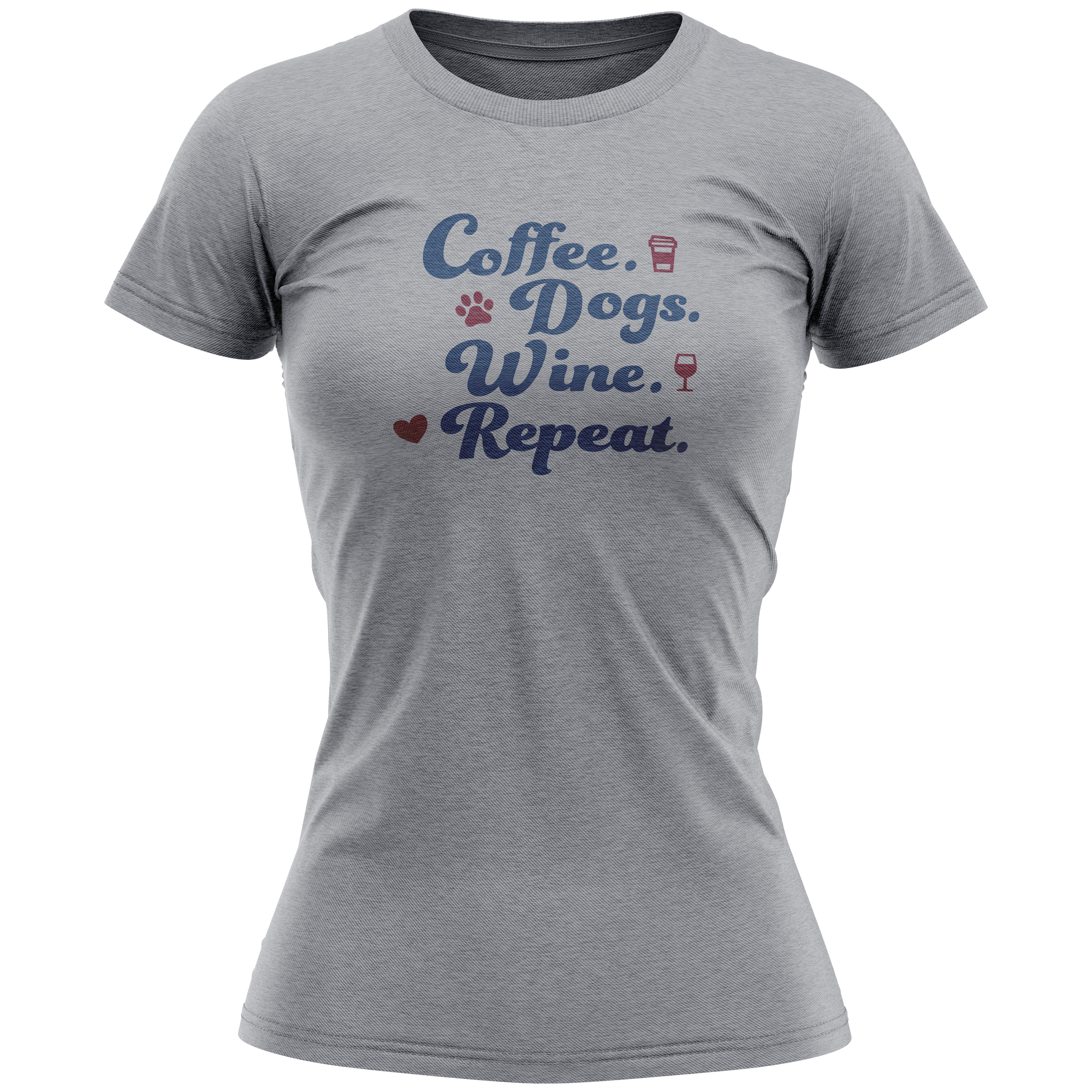 SALE - Ladies T-Shirt - Coffee. Dogs. Wine. Repeat.