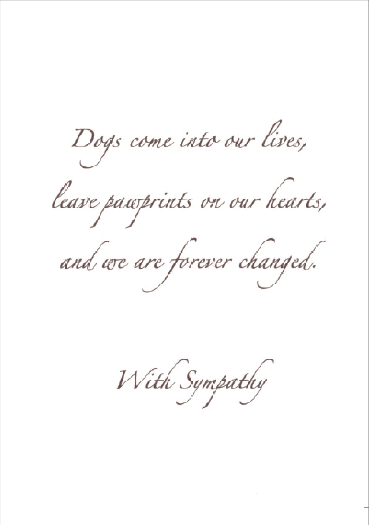 Sympathy Dog Card - Paw Prints on Our Hearts