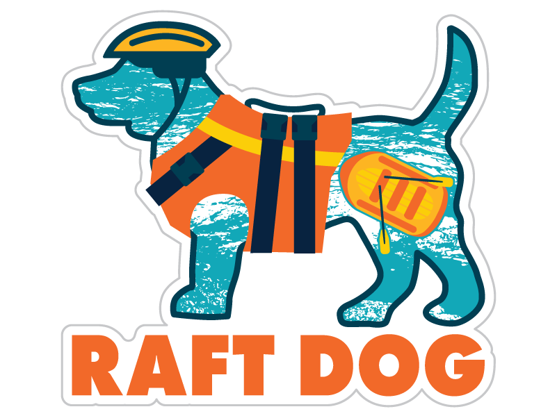 Raft Dog 3” Decal