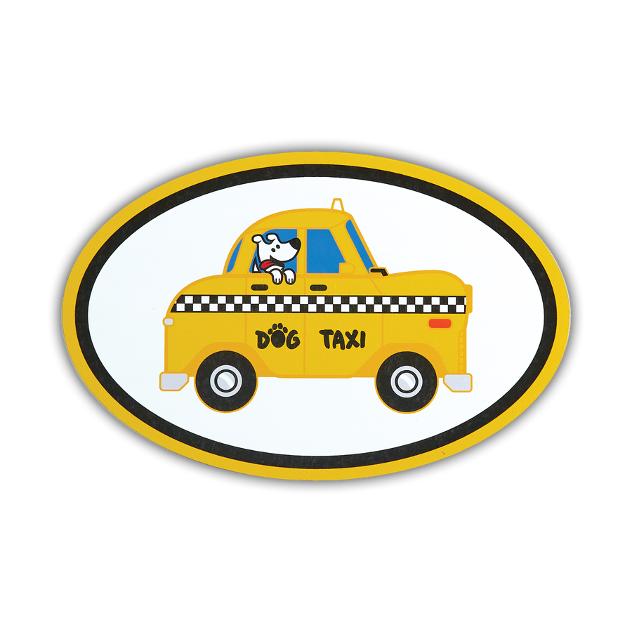 Oval Shaped Magnet - Dog Taxi