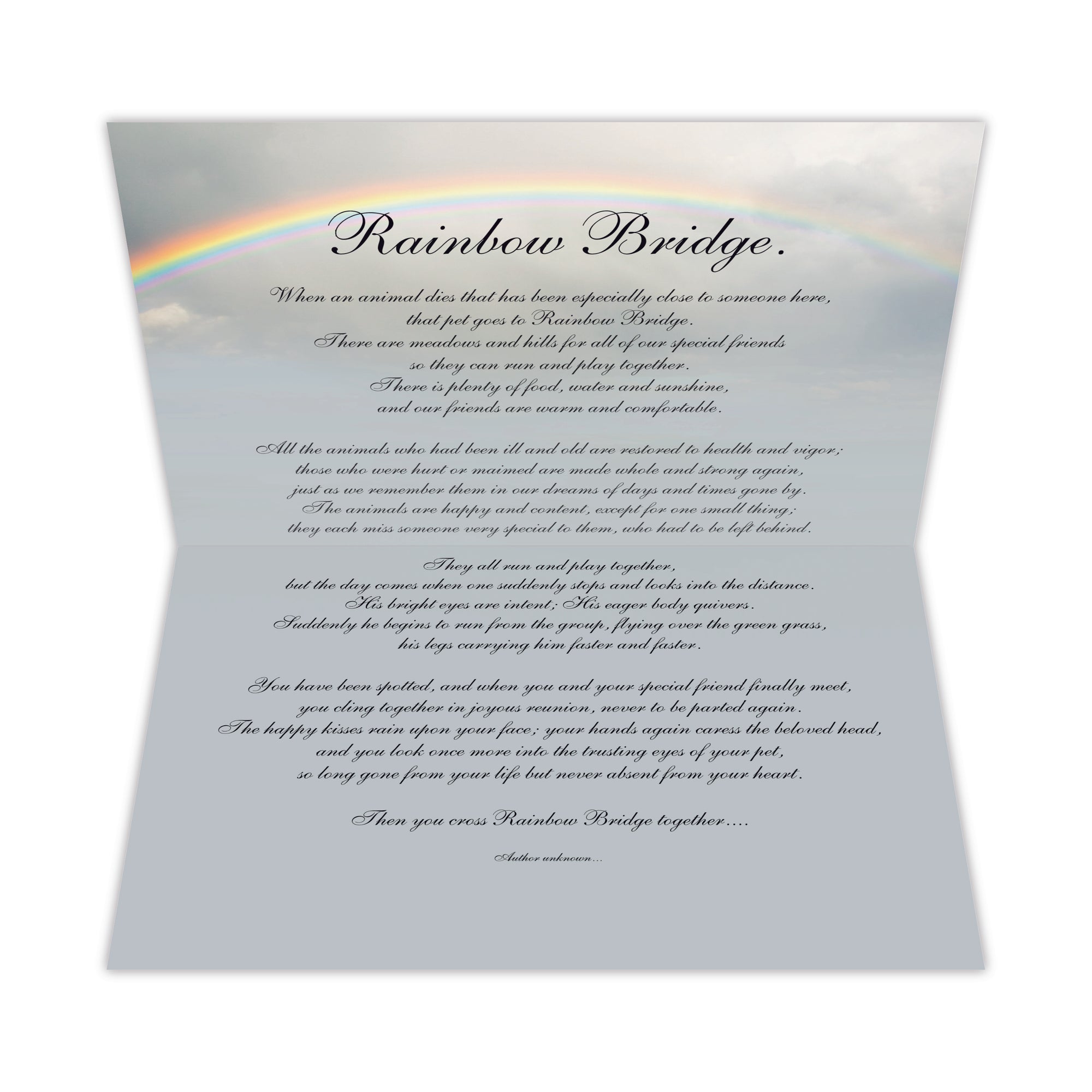 Pet Sympathy Card - Rainbow Bridge