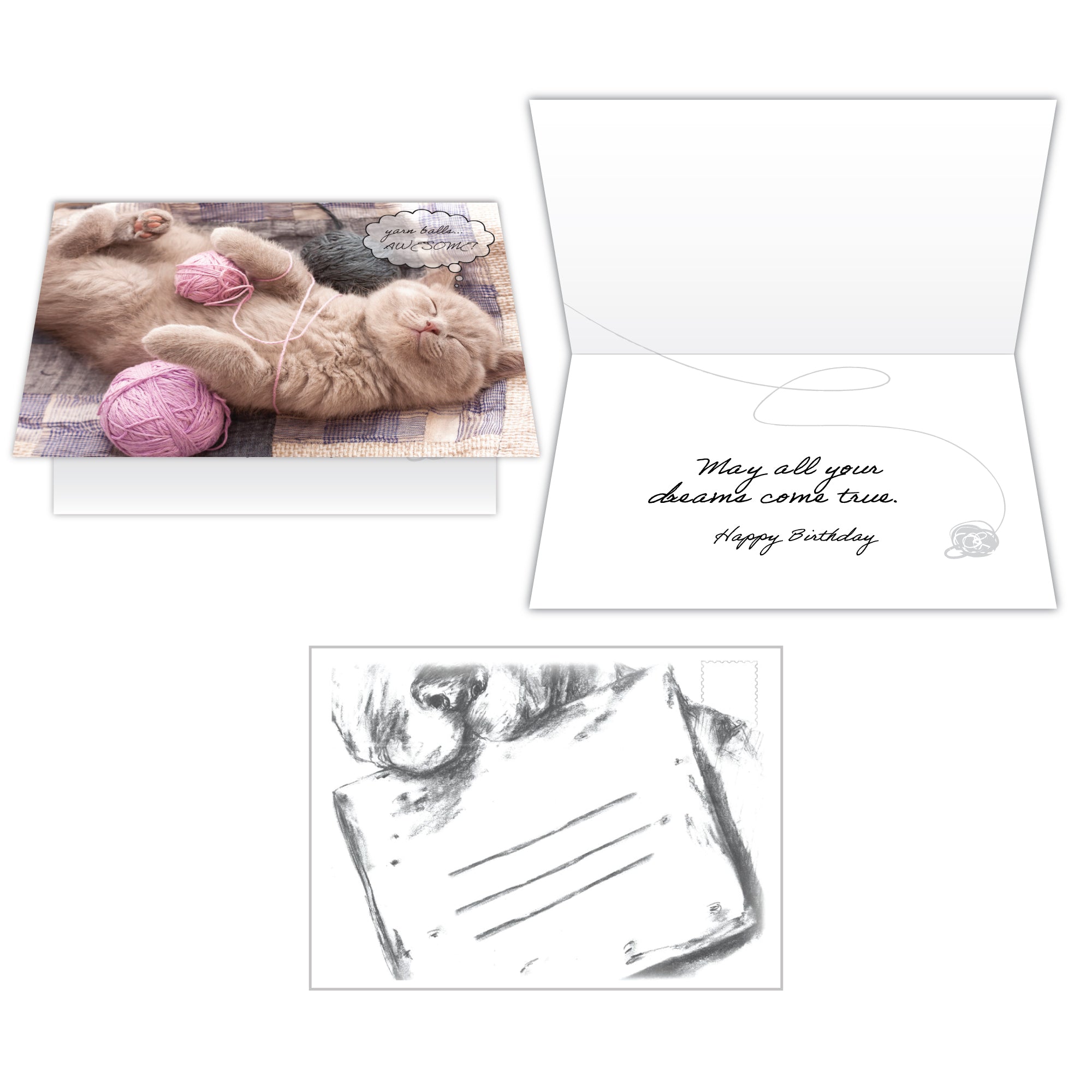 Birthday Cat Card - Yarn Balls...AWESOME!