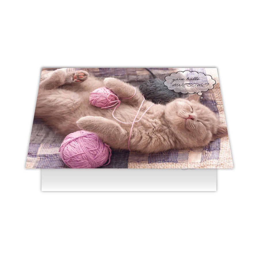 Birthday Cat Card - Yarn Balls...AWESOME!