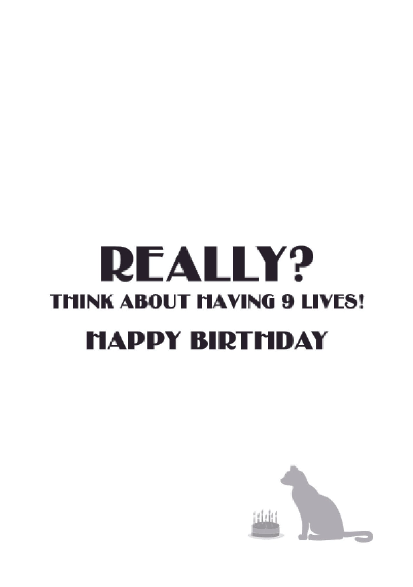 Birthday Cat Card - 9 Lives
