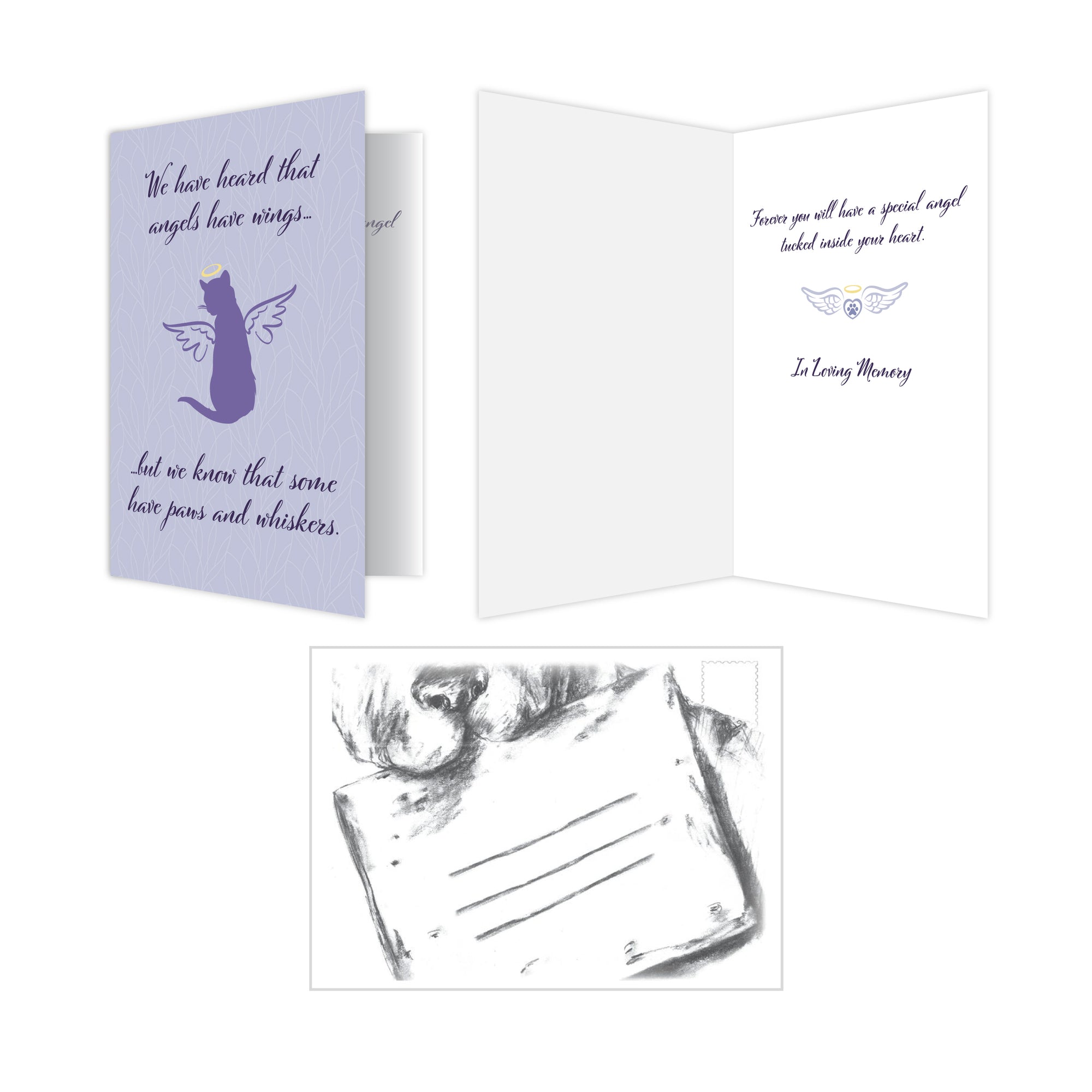 8196 Cat Sympathy Card All Views 3D